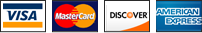 We accept Visa, Mastercard, Discover and American Express