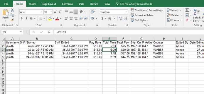payroll excel export