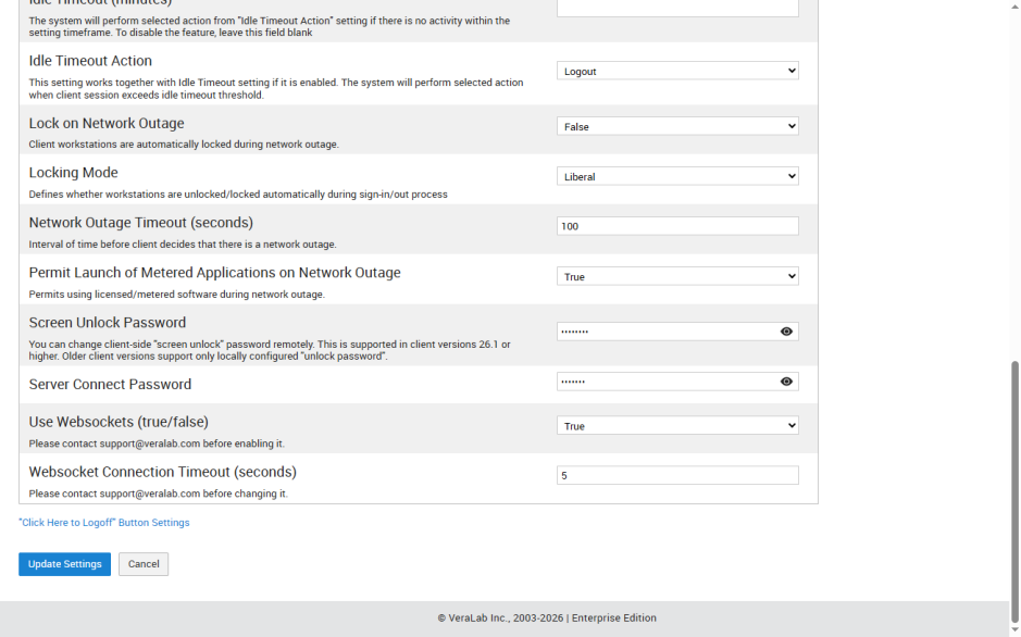 VeraLab Guard Settings with the screen unlock password field
